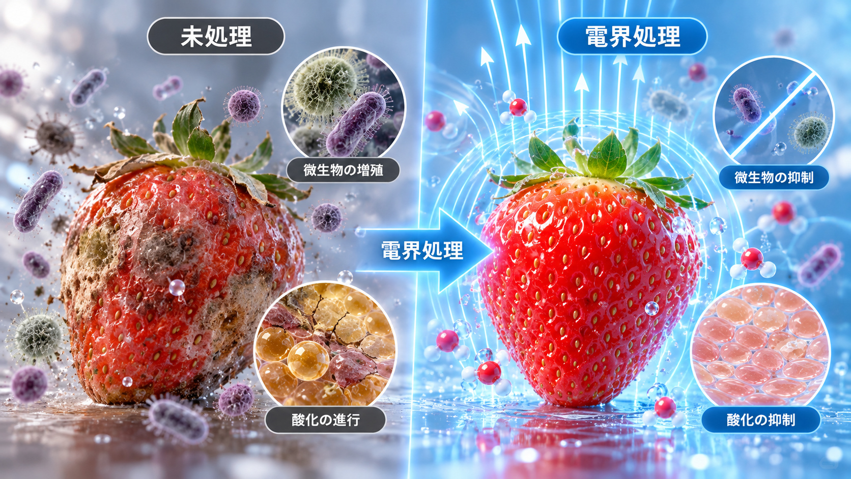 食品の保存性への影響を示す研究イメージ